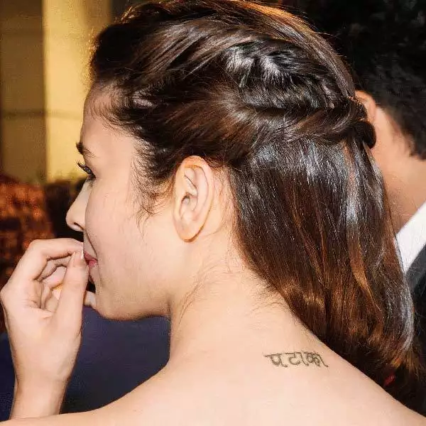 Temporary tattoo on Alia Bhatt's neck.